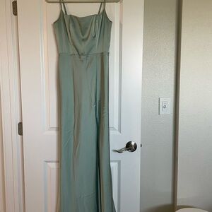 Elegant Sage Green Evening Gown Bridesmaid Dress